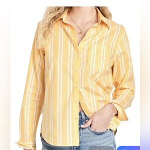 Old Navy Yellow & White Striped Short-Sleeve Button-Up Shirt